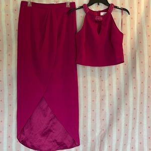 badgley mischka magenta two piece prom gown formal